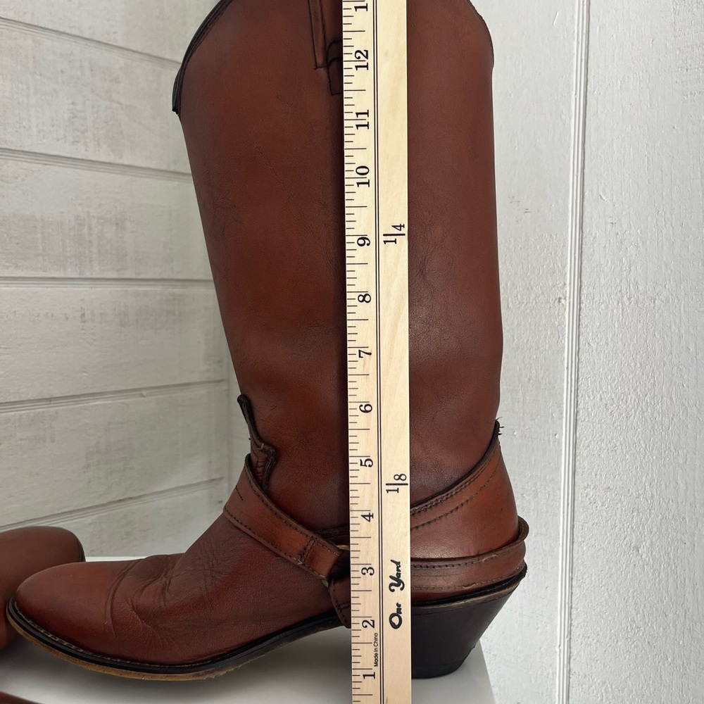 VTG Brown Leather Western Harness Boots - Picture 8 of 10